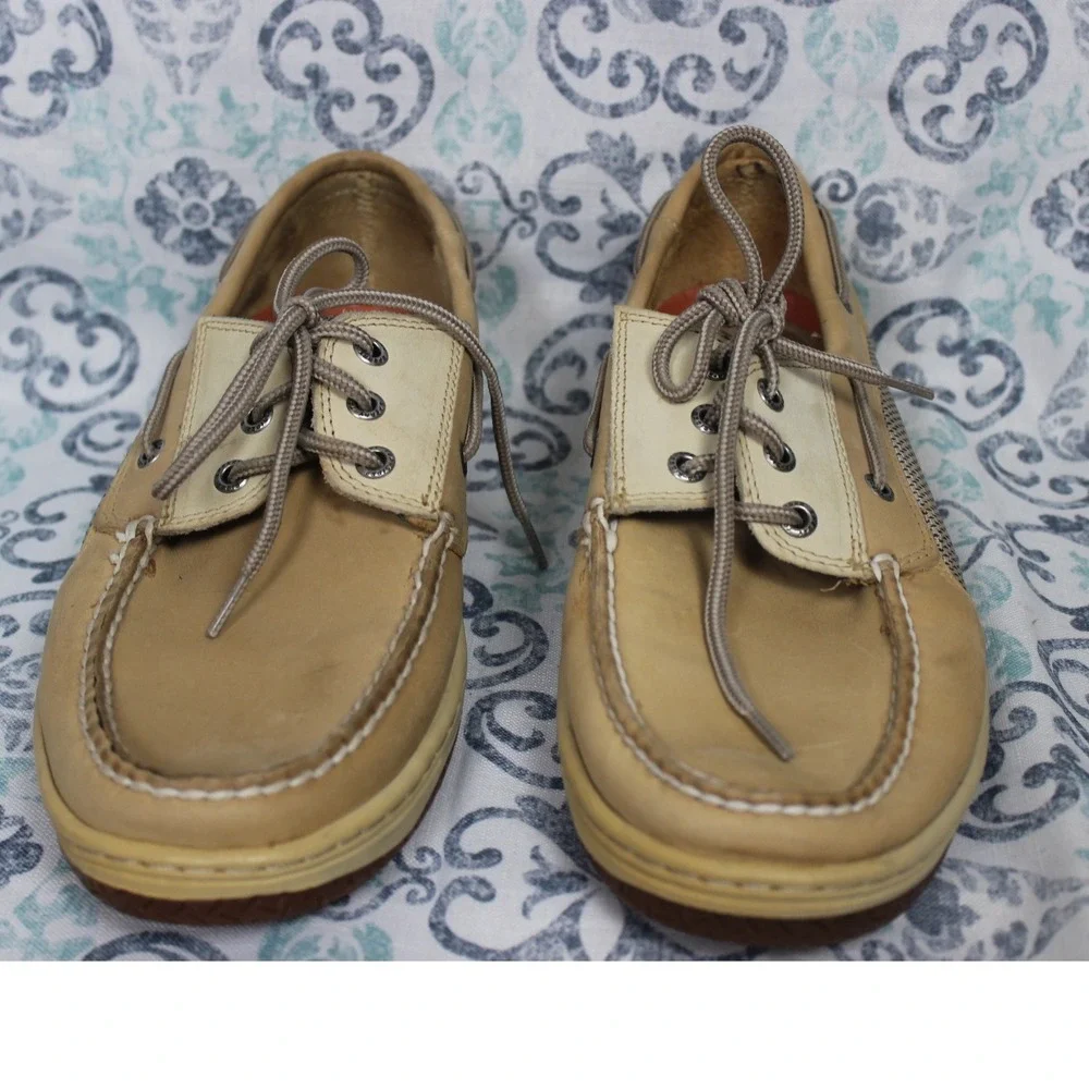 Sperry Top Sider Mens 10M Tan Leather‎ Lace Up Boat Shoes